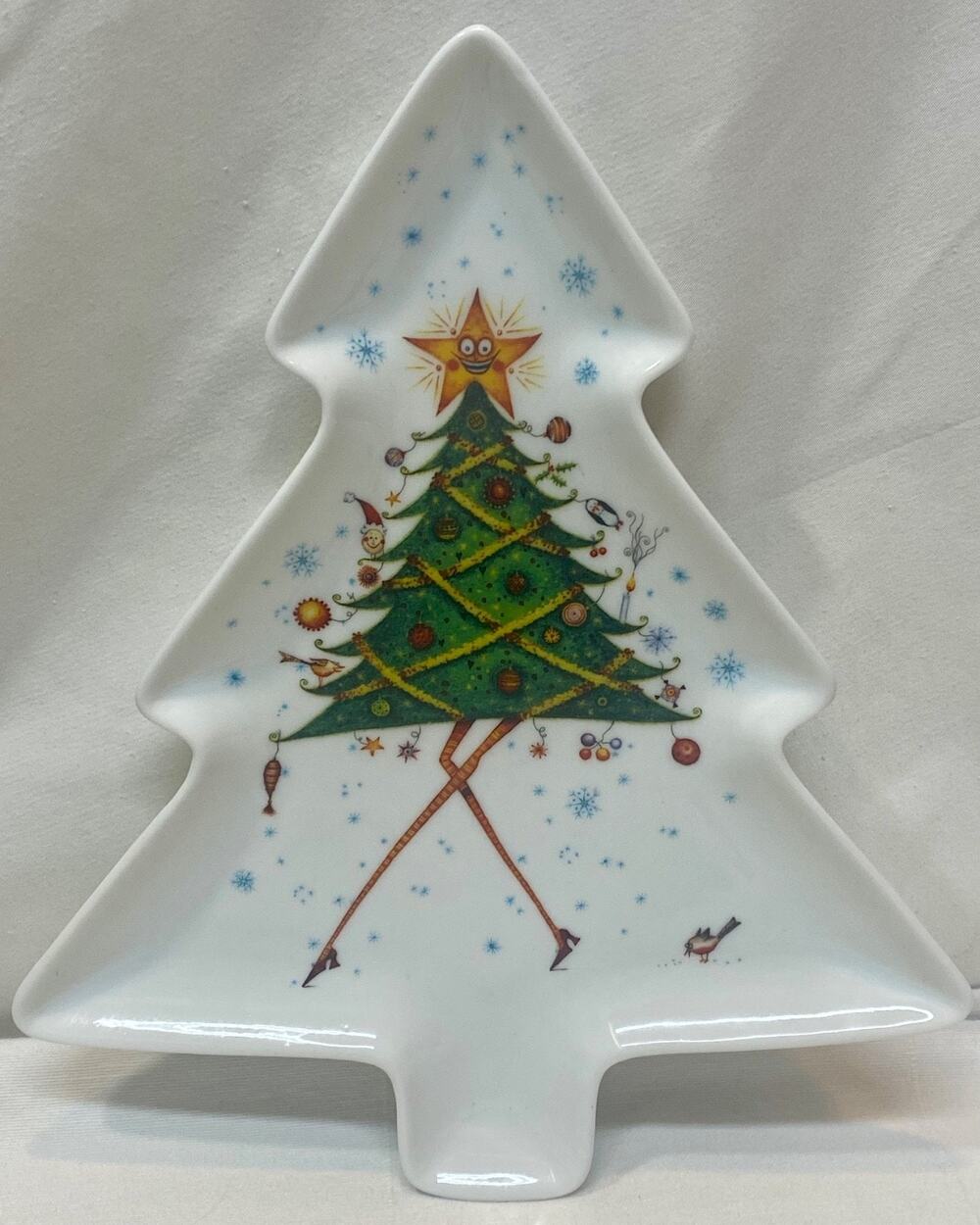 Royal Worcester Clare Mackie Christmas Tree Plate Platter Serving Dish 2005